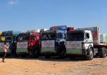 10 truk kontainer bantuan kemanusiaan untuk Gaza dikirim via Mesir. (Foto/@inisiatifzakat)