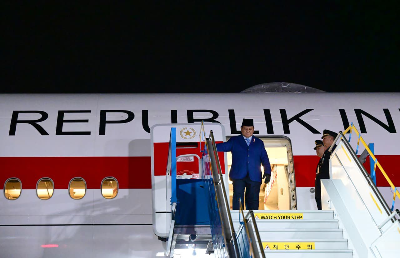 Presiden Prabowo Subianto saat bertolak ke Korsel. (Foto/BPMI)