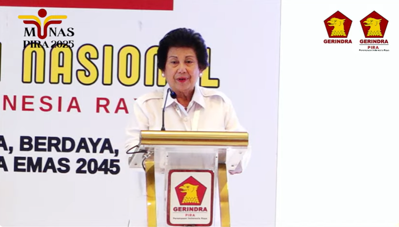 Bianti Djojohadikusumo ungkap angka sakti Prabowo di Munas PIRA 2025. (foto/Youtube PP Pira Gerindra)