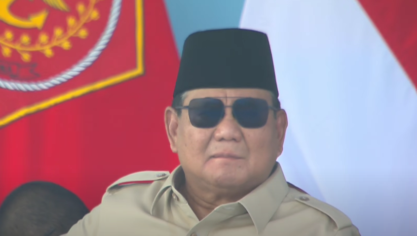 Presiden Prabowo Subianto dalam peringatan HUT Ke-80 TNI. (Foto/YouTube Setpres)