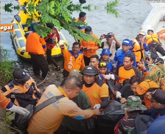 Gara-gara konten, 2 remaja tewas tenggelam di Sungai Gung, Tegal. (Foto/@sar_nasional)