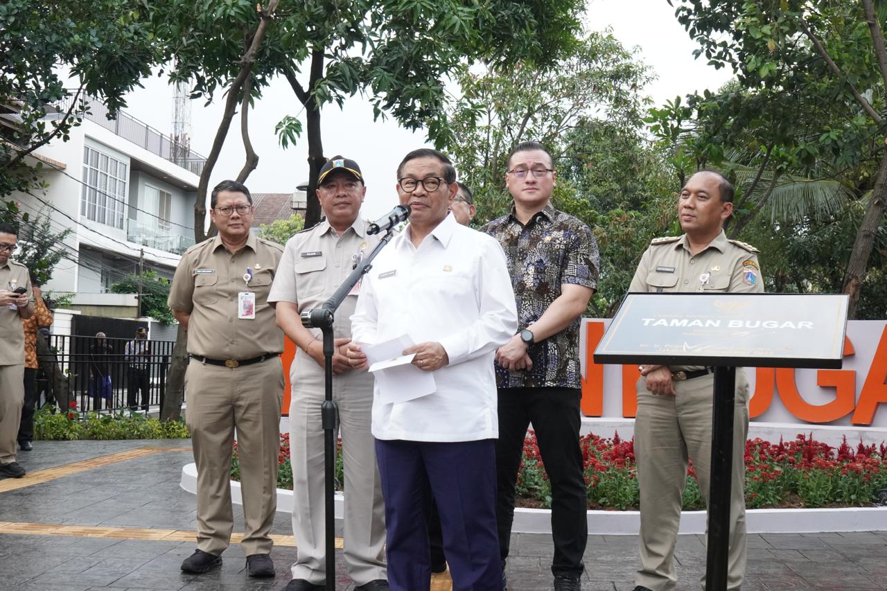 Gubernur DKI Jakarta Pramono Anung meresmikan Taman Bugar. (BeritaNasional/Lydia)