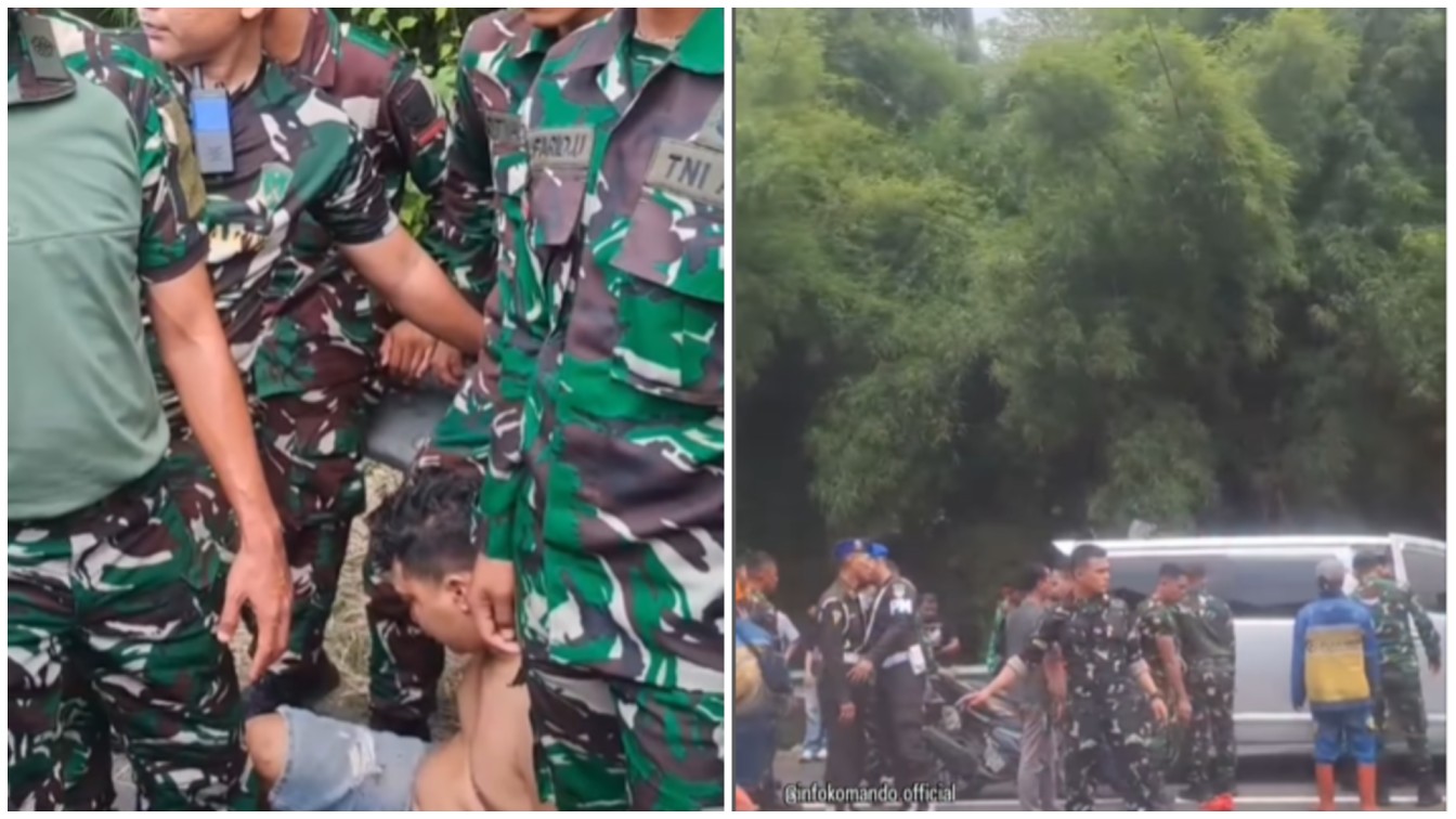 Rombongan TNI gagalkan pencuri motor di Tol Jakbar. (Foto/@infokomando.official)