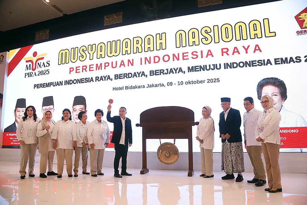 Ketua Harian Partai Gerindra Sufmi Dasco Ahmad membuka Musyawarah Nasional (Munas) Perempuan Indonesia Raya (PIRA). (BeritaNasional/Elvis Sendouw)