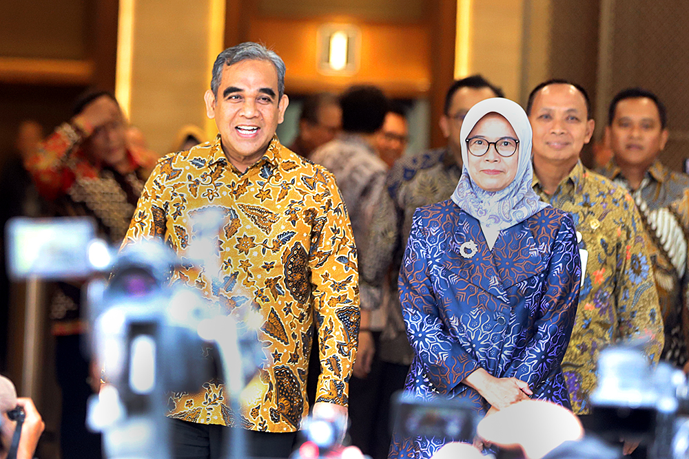 Ketua MPR Ahmad Muzani temui Ketua BPK Isma Yatun. (BeritaNasional/Elvis Sendouw)