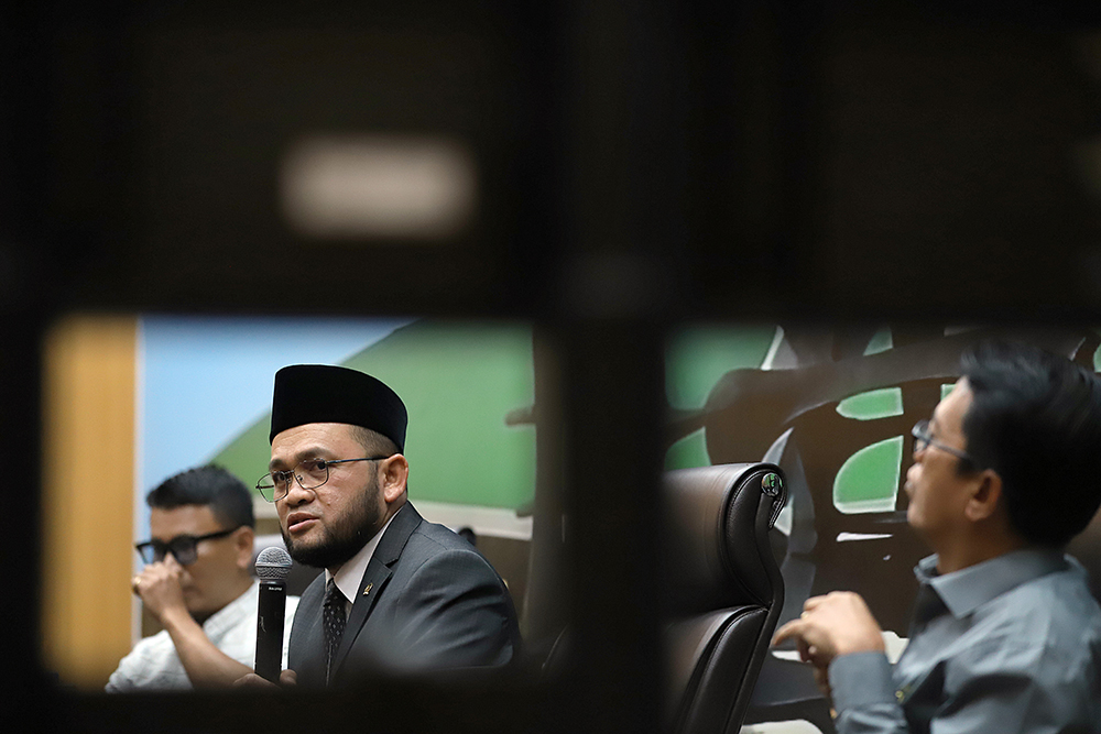 Diskusi Konstitusi dan Demokrasi Indonesia dengan tema “Wewenang dan Pola Hubungan Antarlembaga Negara dalam Struktur Ketatanegaraan Indonesia”. (BeritaNasional/Elvis Sendouw)