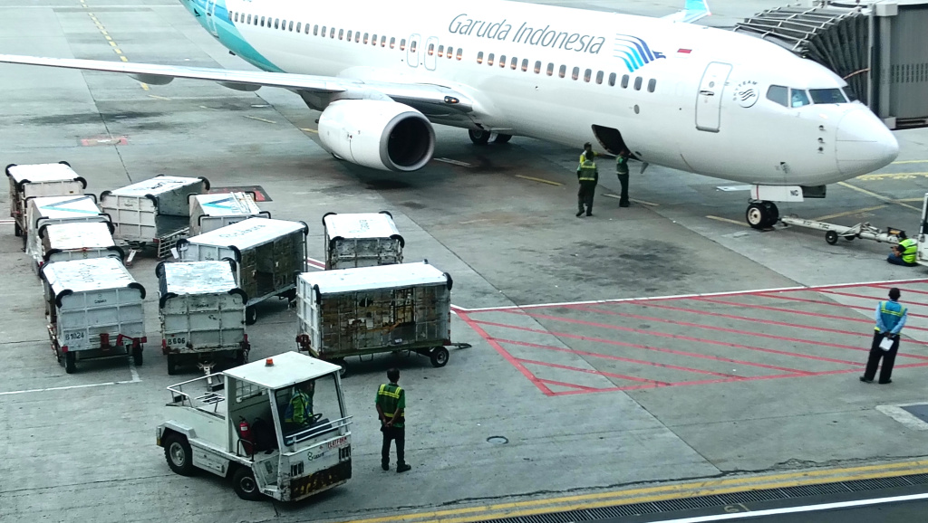 Pemerintah Pangkas Harga Tiket Pesawat hingga 14 Persen untuk Nataru 2025/2026 Pekerja memasukkan barang kargo ke pesawat di Bandara Soekarno-Hatta, Cengkareng, Banten. (BeritaNasional/Oke Atmaja)