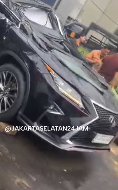 Mobil mewah dan pengendaranya tertimpa pohon tumbang. (BeritaNasional/tangkapan layar)