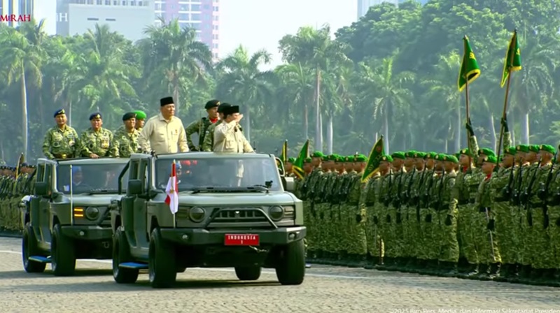 Presiden Prabowo saat HUT ke-80 TNI (Foto/Youtube Sekretariat Presiden)