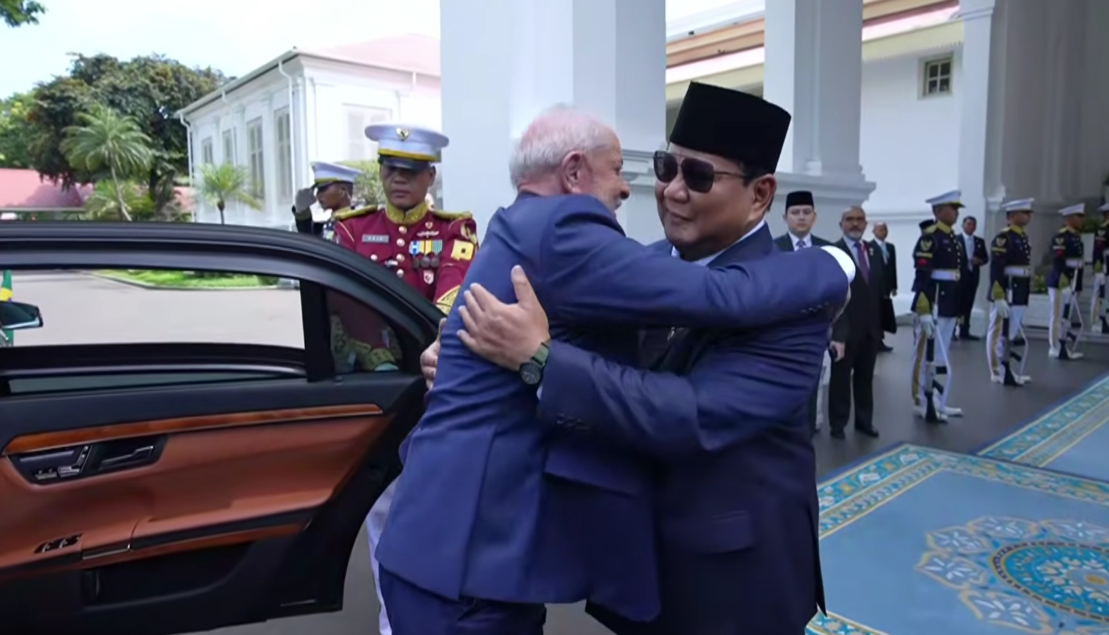 Prabowo Sambut Presiden Brasil Lula da Silva. (Foto/YouTube Sekretariat Presiden)
