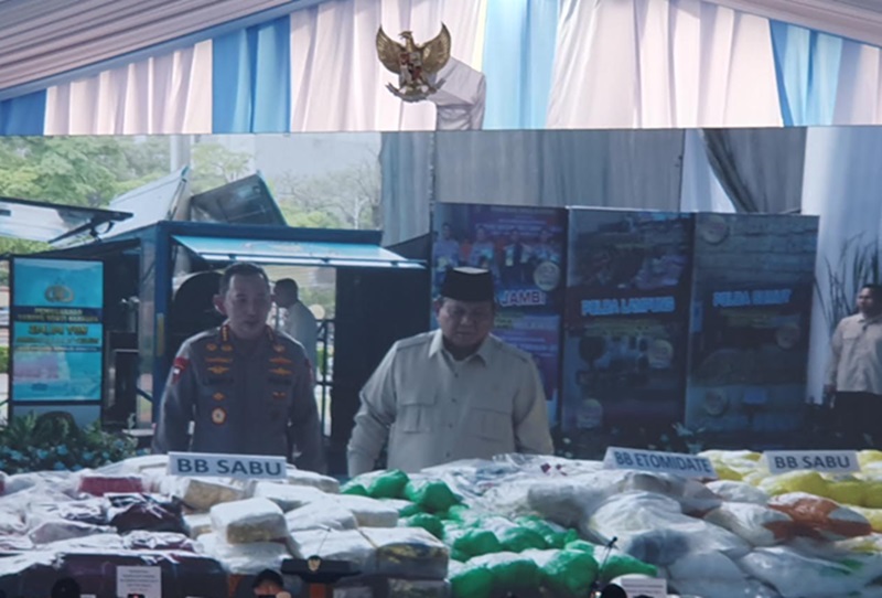 Presiden Prabowo hadiri pemusnahan narkoba (Foto/Polri)