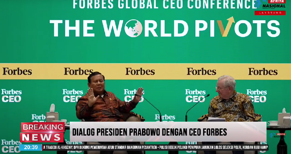 Presiden prabowo dalam acara Forbes Global CEO Conference 2025. (Foto/Tangkapan Layar)