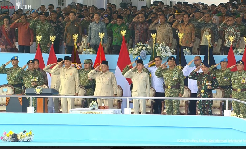 Presiden Prabowo saat  HUT TNI ke-80 (Beritanasional/Lydia)