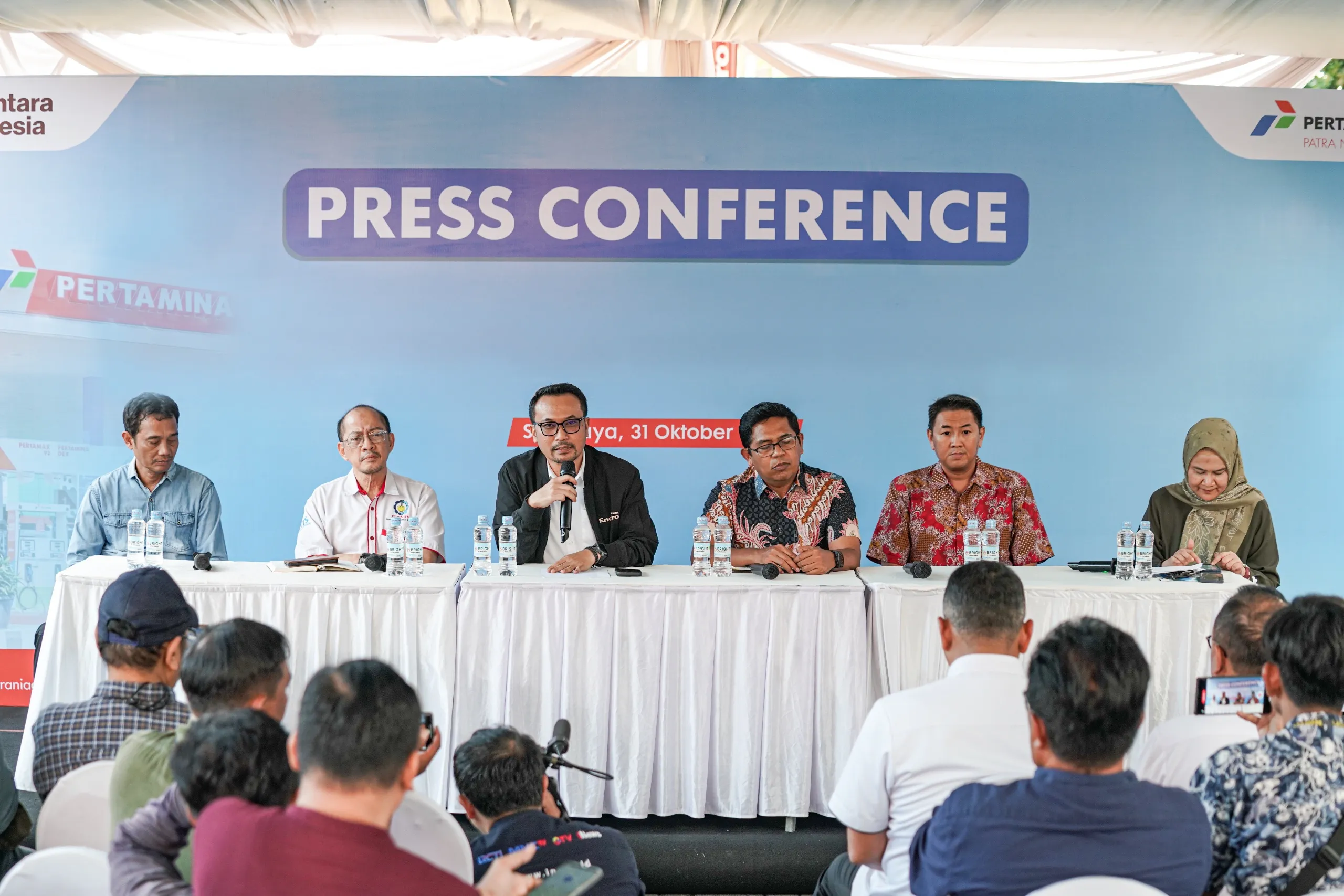 Direktur Utama Pertamina Patra Niaga, Mars Ega Legowo Putra dalam konferensi pers. (Foto/Pertamina Patria Niaga)