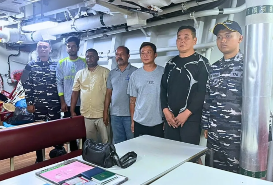 Ditangkap di Natuna, 5 awak kapal asing ilegal ditahan di Rudenim Ranai. (Foto/Instagram Lanal Ranai)