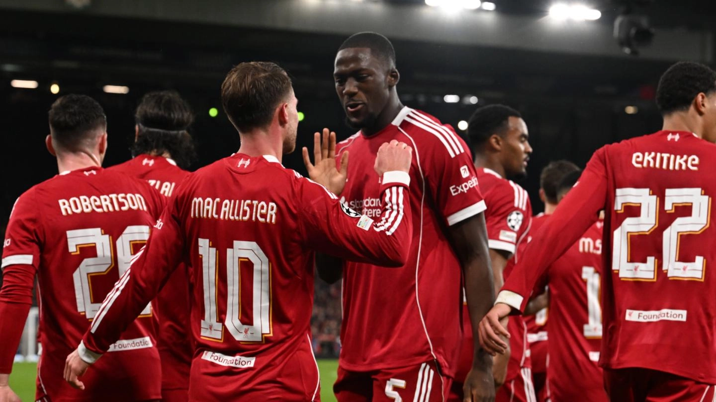 Para pemain Liverpool berselebrasi saat laga kontra Real Madrid di Liga Champions. (Foto/liverpoolfc.com)