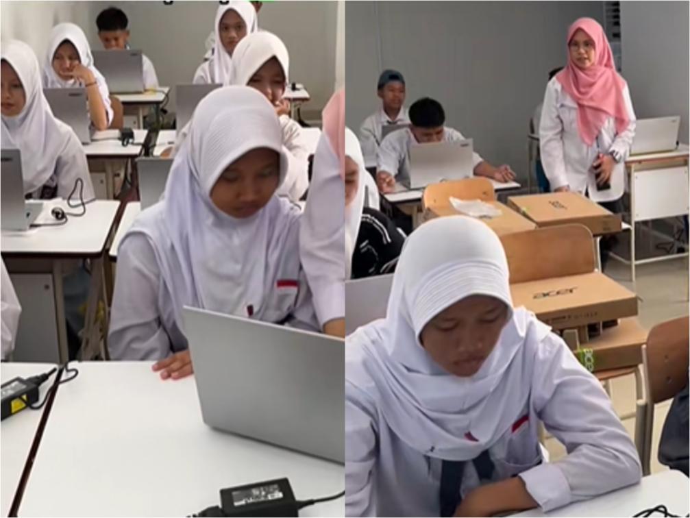 Kabar gembira, 16 ribu laptop mulai dibagikan untuk siswa Sekolah Rakyat-Pembagian laptop di SRMA 33 Tangsel. (Foto/TikTok SRMA 33 Tangsel)