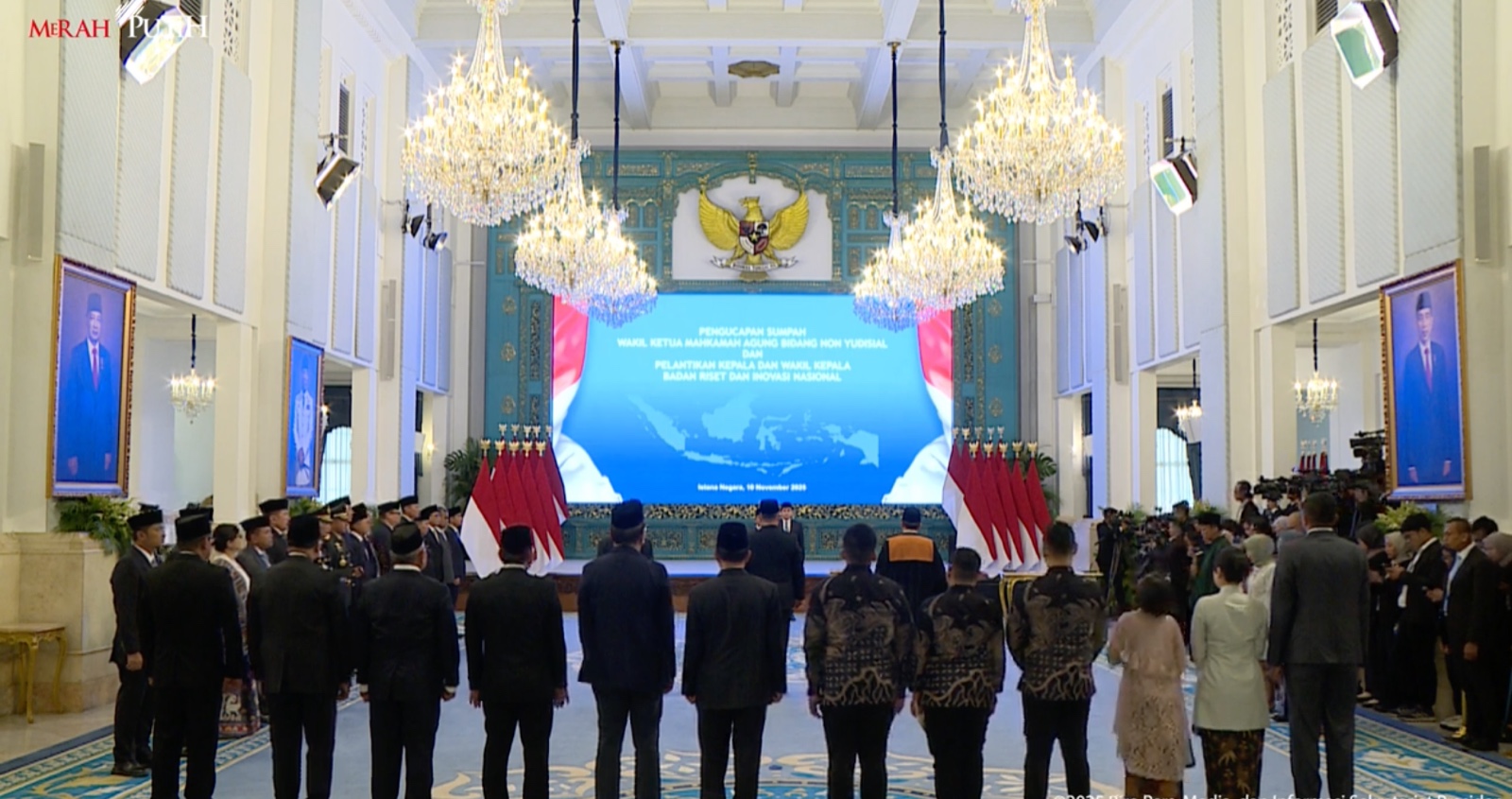 Presiden Prabowo Lantik Wakil Ketua MA dan Kepala BRIN di Istana Negara. (Foto/YouTube Sekretariat Presiden)