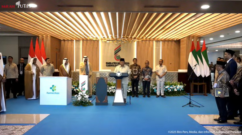 Resmikan RS Kardiologi Emirates-Indonesia, Prabowo puji kebesaran hati Presiden UEA. (Foto/BPMI Setpres)