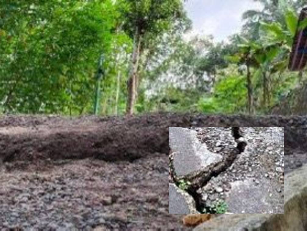 Retakan tanah di Ciakar-Ciamis, puluhan warga diungsikan. (Foto/BNPB-Kolase)