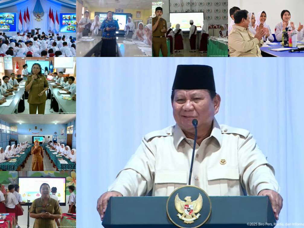 Wajah semringah guru dan siswa se-Indonesia sampaikan terima kasih ke Prabowo. (Foto/BPMI Setpres)