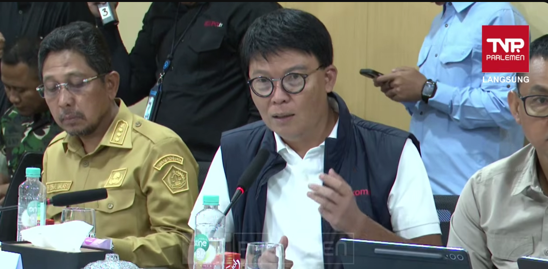Direktur Utama Telkomsel Nugroho dalam  Rapat Koordinasi Pemulihan Pasca Bencana, Selasa (30/12/2025). (Foto/Tangkapan Layar)