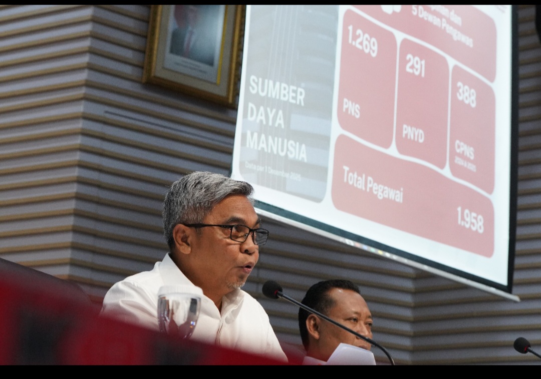 Ketua KPK Setyo Budiyanto memberikan keterangan kepada pers. (BeritaNasional/panji)