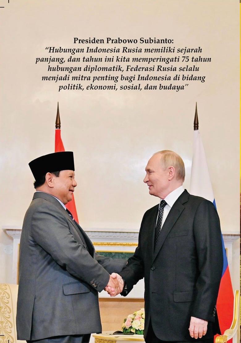 Presiden Prabowo Subianto bertemu Presiden Russia Vladimir Putin. (BeritaNasional/Setpres)