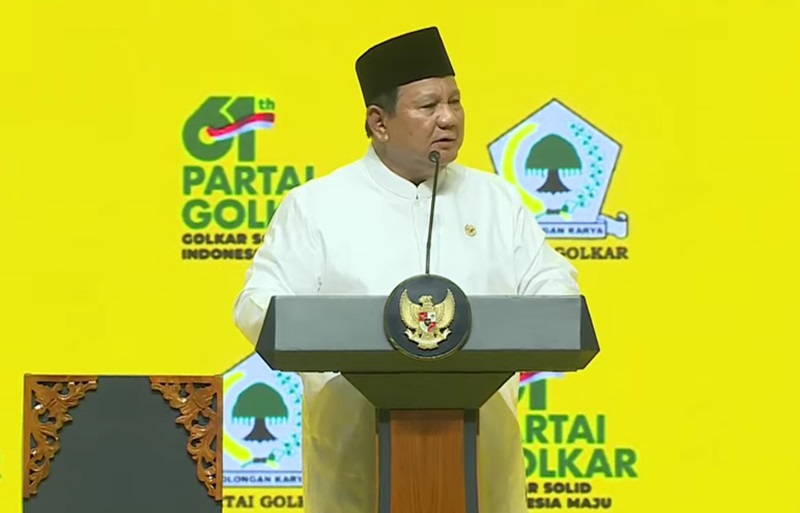 Presiden Prabowo hadiri peringatan HUT ke-61 Partai Golkar di Istora Senayan (Foto/Youtube DPP Partai Golkar)