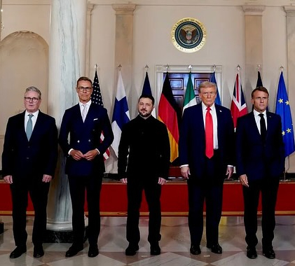 Presiden AS Donald Trump bersama Presiden Ukraina Zelensky dan pemimpin negara Eropa di Gedung Putih. (Foto/Instagram realdonaldtrump)