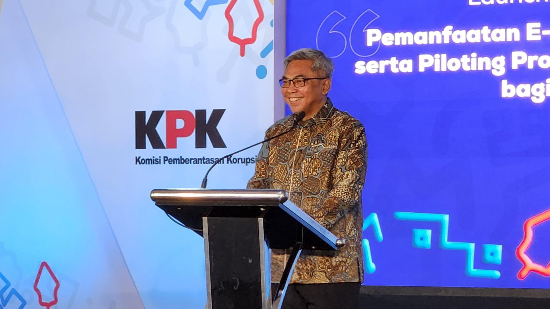 Ketua KPK Setyo Budiyanto menyampaikan pidatonya peringati Hakordia 2025. (BeritaNasional/Panji)