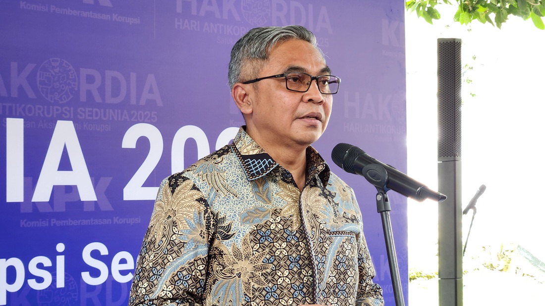 Ketua KPK Setyo Budiyanto saat memberikan keterangan. (BeritaNasional/Panji)