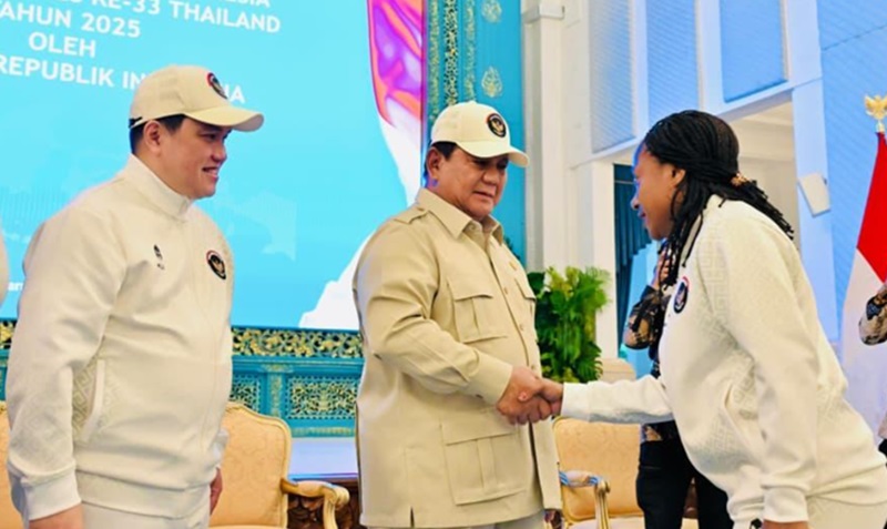Presiden Prabowo melepaskan kontingen Indonesia (Foto/PBMI)