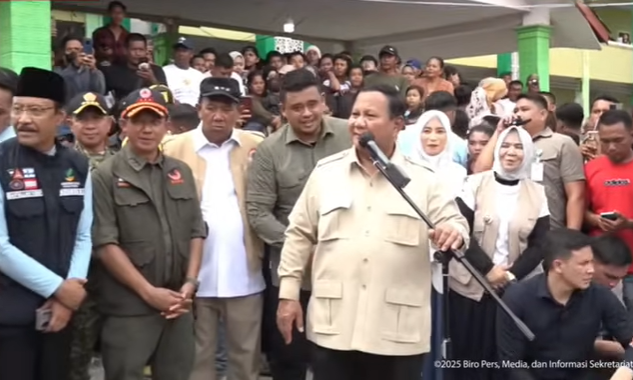Orkestrasi percepatan penanganan bencana, Prabowo lanjutkan kunjungannya ke langkat Sumut. (BeritaNasional/YouTube BPMI Setpres)