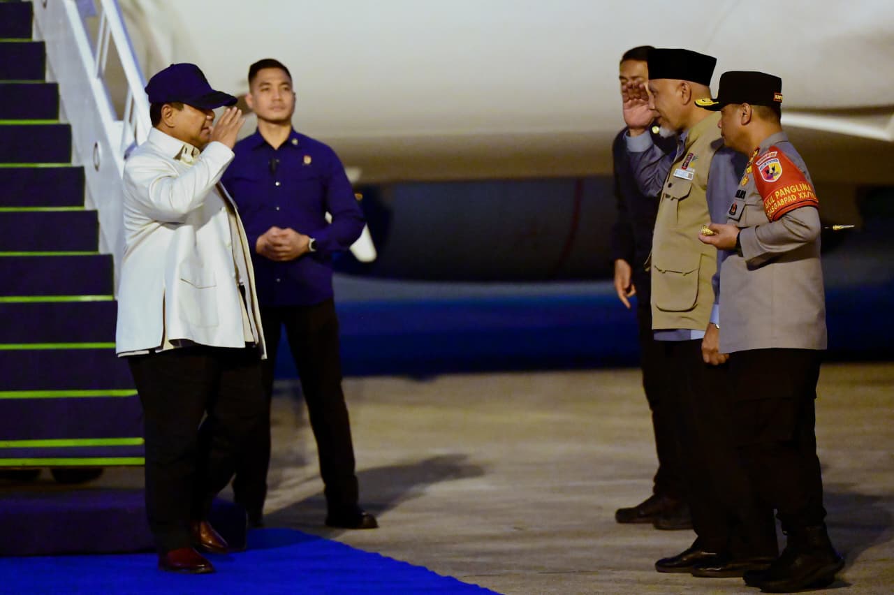 Prabowo Tiba di Sumatera Barat. (Foto/BPMI)