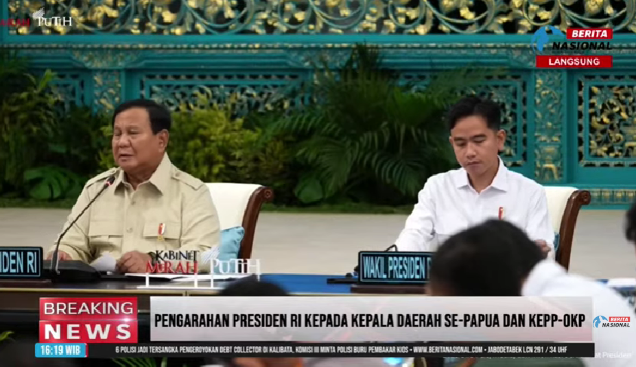 Presiden Prabowo Subianto, bersama Wakil Presiden, Gibran Rakabuming Raka. (Foto/Tangkapan Layar)