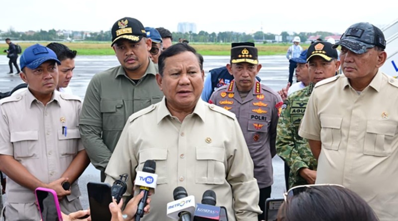 Presiden Prabowo kunjungi warga yang kena bencana (Foto/PBMI)