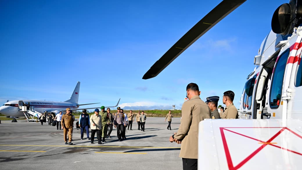 Presiden Prabowo Subianto tiba di Kabupaten Tapanuli Tengah. (Foto/BPMI)