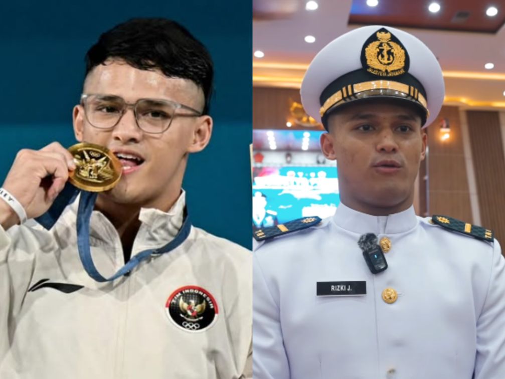 Profil Rizki Juniansyah, lifter muda Indonesia peraih emas SEA Games 2025 berpangkat Letnan Dua TNI. (BeritaNasional/Instagram Rizki Juniansyah)