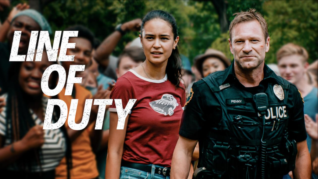 Sinopsis "Line of Duty", film aksi Aaron Eckhart yang tayang di Bioskop Trans TV malam ini. (Foto/Istimewa)