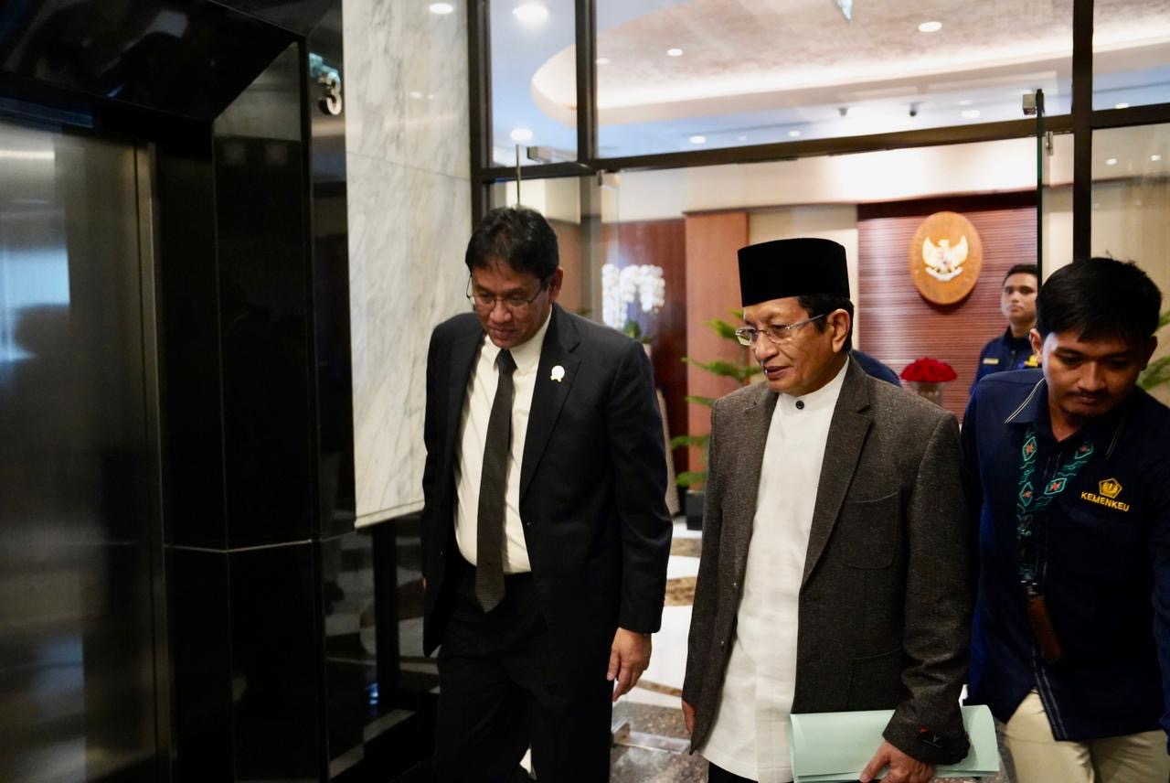 Menag Nasaruddin Umar bertemu Menkeu Purbaya Yudhi Sadewa. (BeritaNasional/Kemenag)