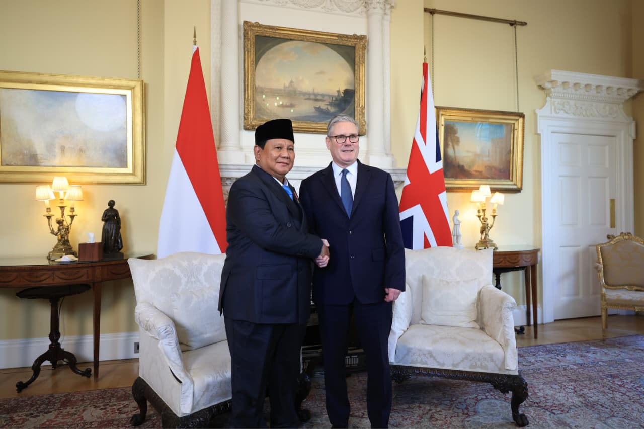 Presiden Prabowo Subianto mengunjungi kantor Perdana Menteri Inggris Keir Starmer. (Foto/Tim Media Prabowo)