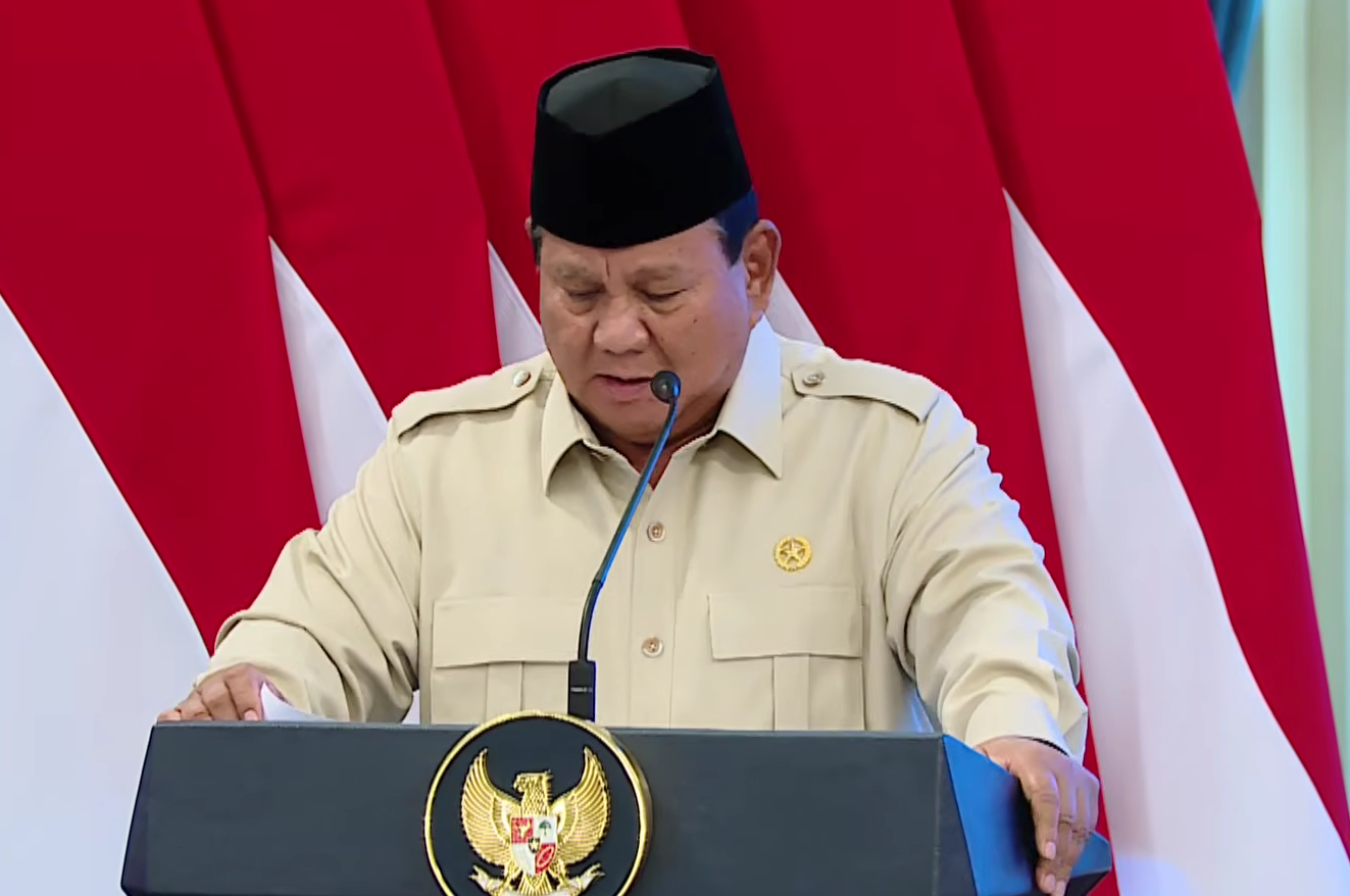 Presiden Prabowo Subianto dalam acara pemberian penghargaan bagi atlet SEA Games (Foto/YouTube Sekretariat Presiden)