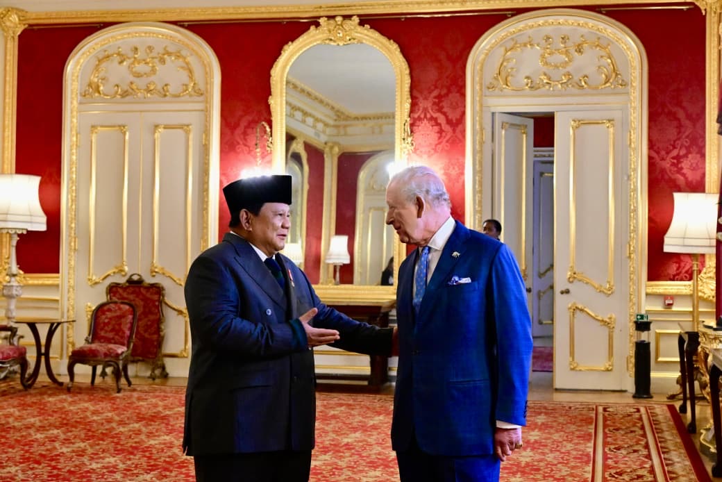 Presiden Prabowo Subianto saat bertemu Raja Charles III. (Foto/BPMI)