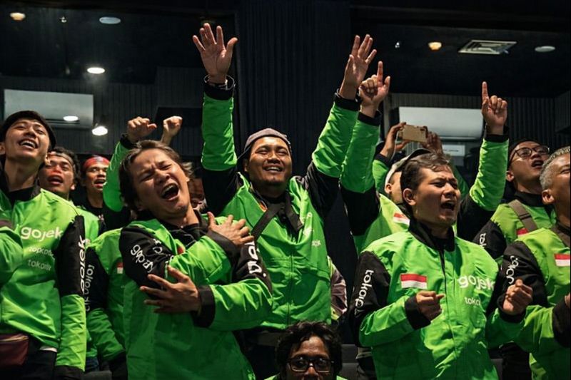 Mitra pengemudi saat hadir dalam peluncuran program Bakti GoTo untuk Negeri. (BeritaNasional/Iman)