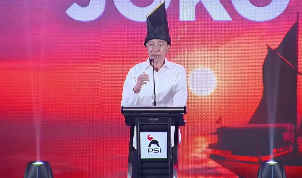 Presiden ke-7 RI Joko Widodo dalam Rakernas PSI. (Foto/tangkapan layar)