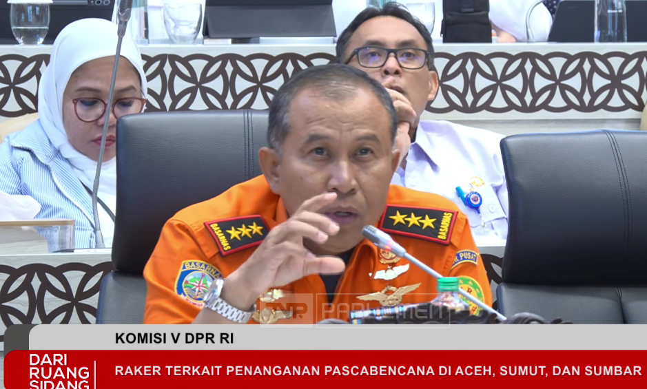 Kepala Basarnas Marsekal Madya TNI Mohammad Syafii saat rapat kerja. (Foto/YouTube DPR)