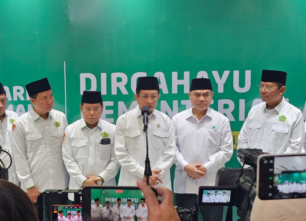 Pesan Menag (tengah) di HAB 2026: agama harus tetap aktual hingga kapanpun. (BeritaNasional/Kemenag)