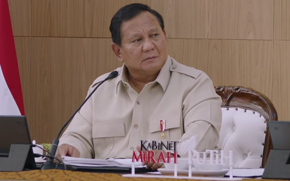 Presiden Prabowo dalam memberikan taklimat awal tahun di Hambalang. (Foto/YouTube Sekretariat Presiden)