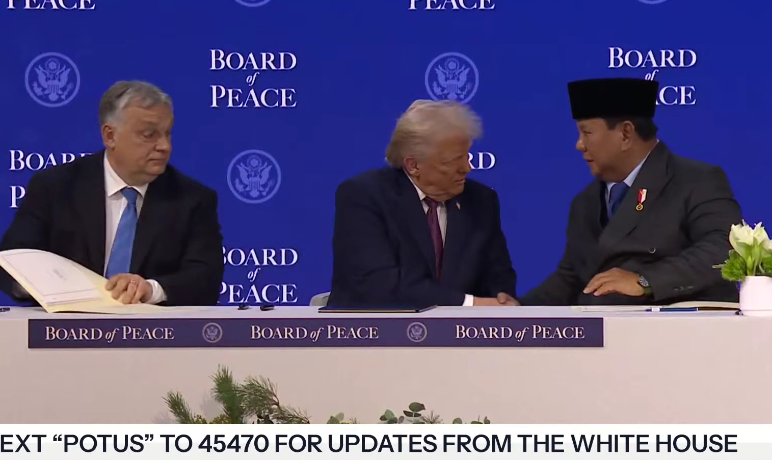 Presiden Prabowo Hadiri Pembentukan Dewan Perdamaian Gaza di Davos. (Foto/YouTube White House)